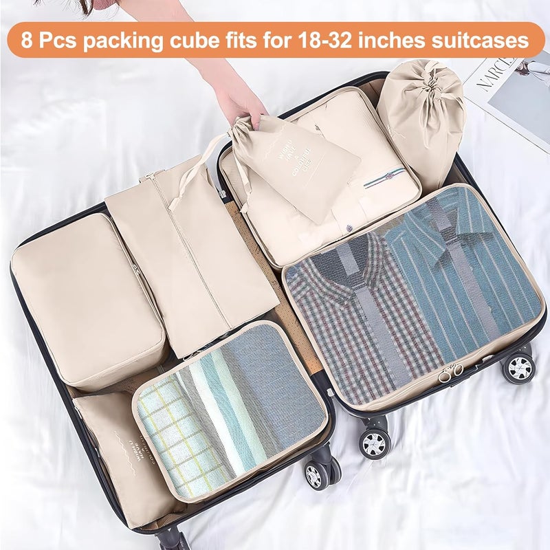 YEEYAA Packing Cubes for Travel - 8 Set Luggage Organizer Bags for Family, Mesh Breathable Travel Packing Cubes for Suitcases Durable Travel Essentials Bags Set - Image 2
